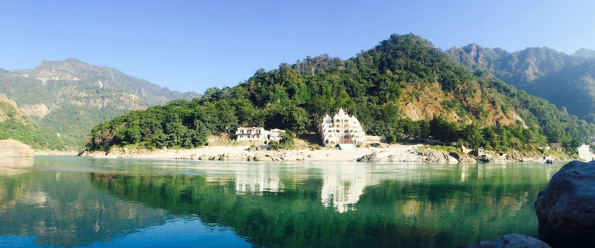 Beautiful view of the clear Ganga river in Rishikesh, India