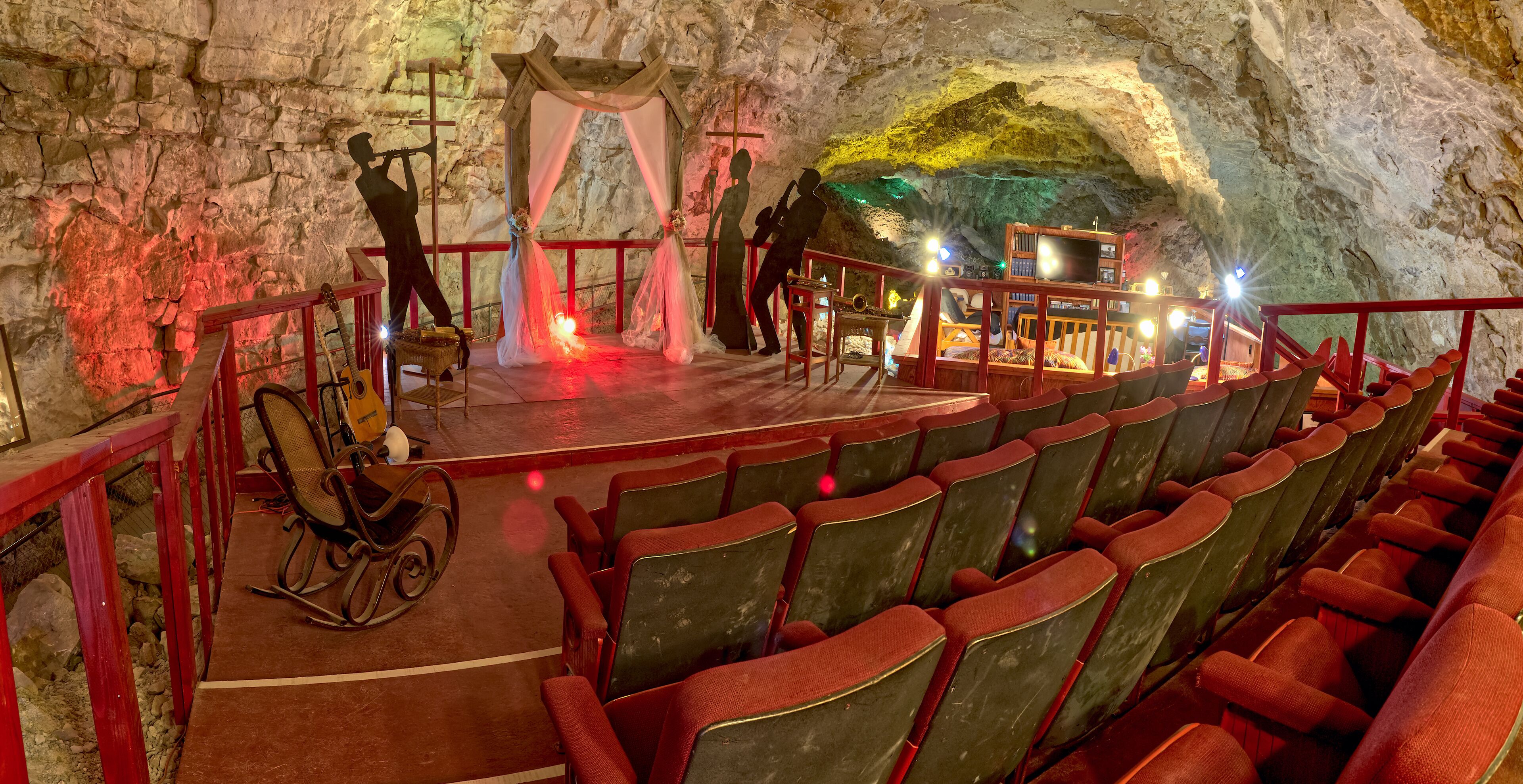Cave Motel and wedding stage in Grand Canyon Caverns, Peach Springs, Mile Marker 115, Arizona, United States