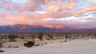 Sunset view of Mt Charleston from a boondocking site near Pahrump, Nevada