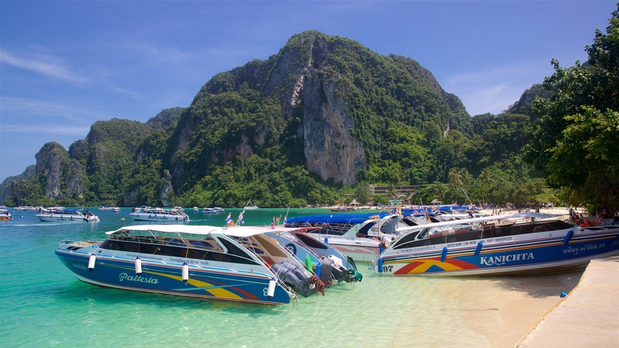 Ko Phi Phi which includes mountains, general coastal views and tropical scenes