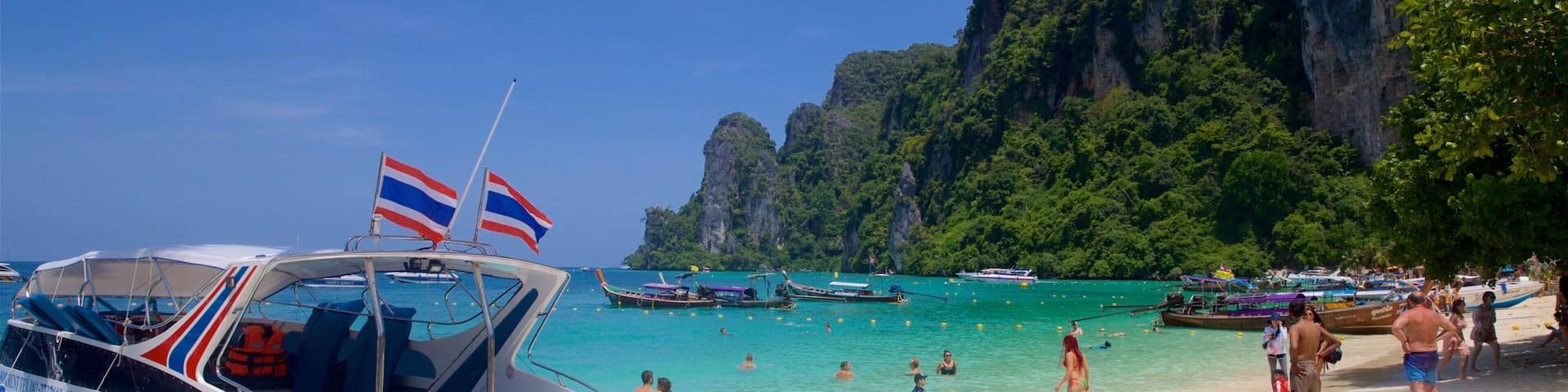 Ko Phi Phi featuring rugged coastline, a beach and swimming
