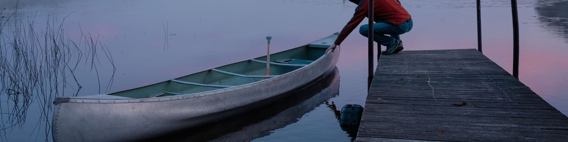 Person preparing to go canoeing