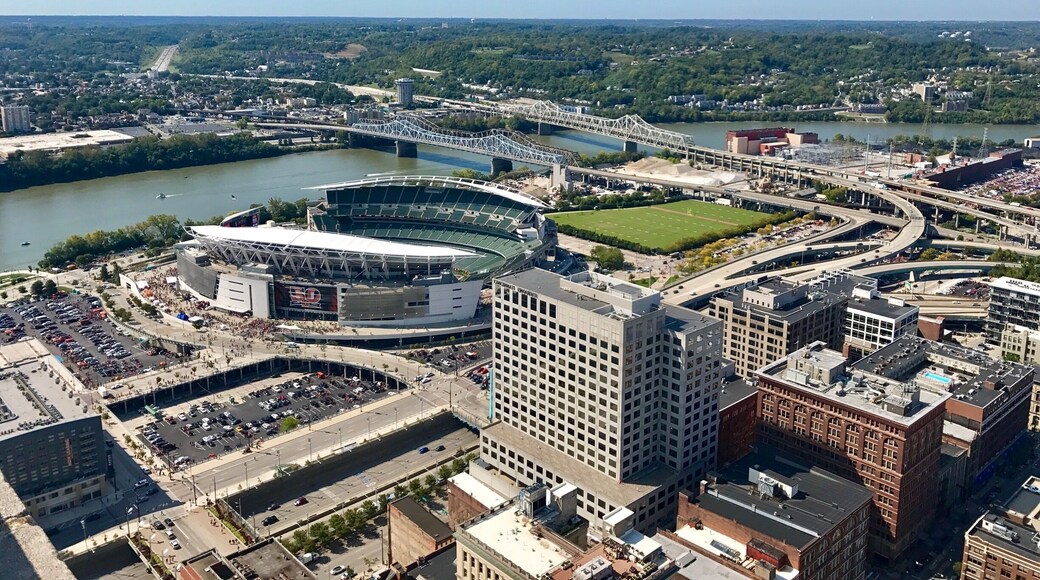 Expansive views from the top of Carew Tower overlooking Paul Brown Stadium - home of the Cincinnati Bengals