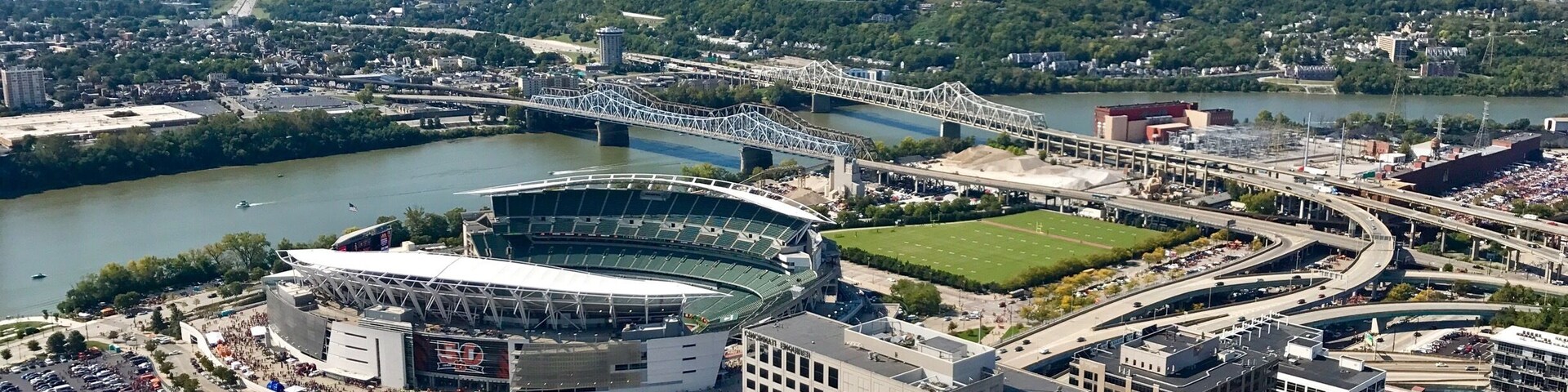 Expansive views from the top of Carew Tower overlooking Paul Brown Stadium - home of the Cincinnati Bengals