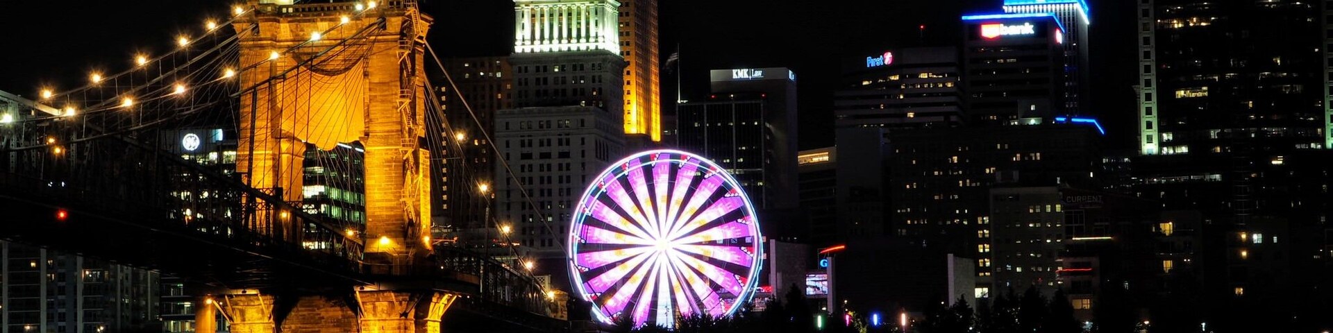 You could pay $12.50 to ride the Skystar Wheel, or you could trek across the John A. Roebling Suspension Bridge into Kentucky and capture this view of the Cincinnati skyline.