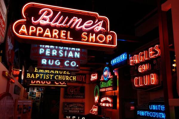 Just a small sampling of the neon signage on display inside the American Sign Museum.