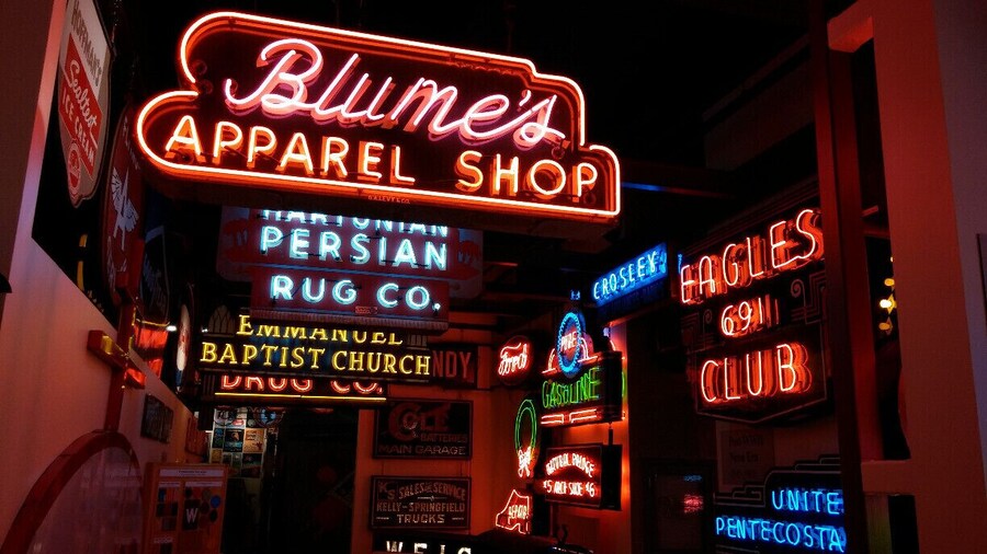 Just a small sampling of the neon signage on display inside the American Sign Museum.