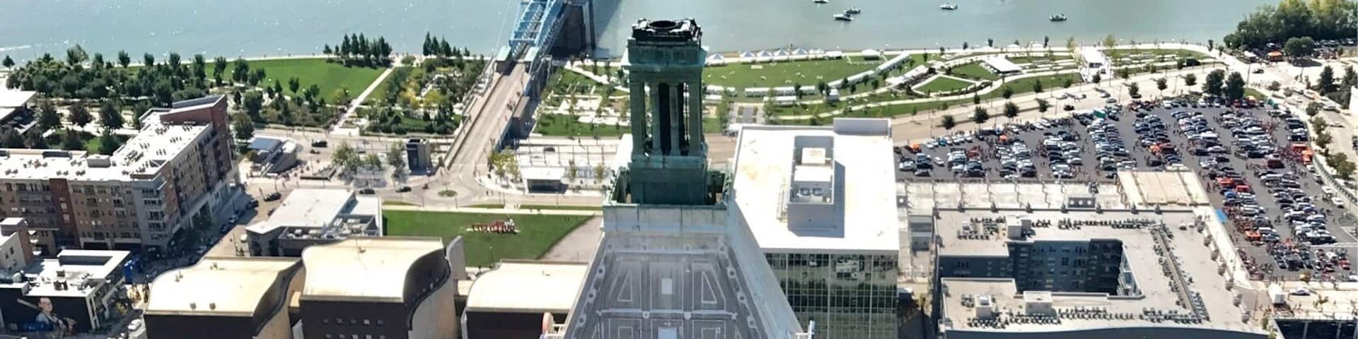 Looking down on Cincinnati’s PNC building from the top of the city’s 2nd tallest building - Carew Tower