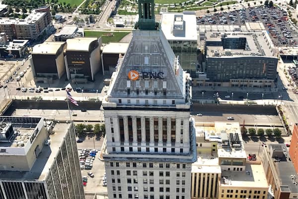 Looking down on Cincinnati’s PNC building from the top of the city’s 2nd tallest building - Carew Tower
