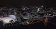 Drone shot of the stadium and Cincinnati