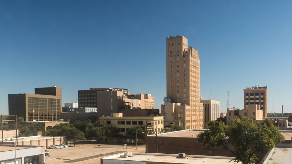 Abilene Texas Downtown City Skyliine Late Summer Weekend Afternoon