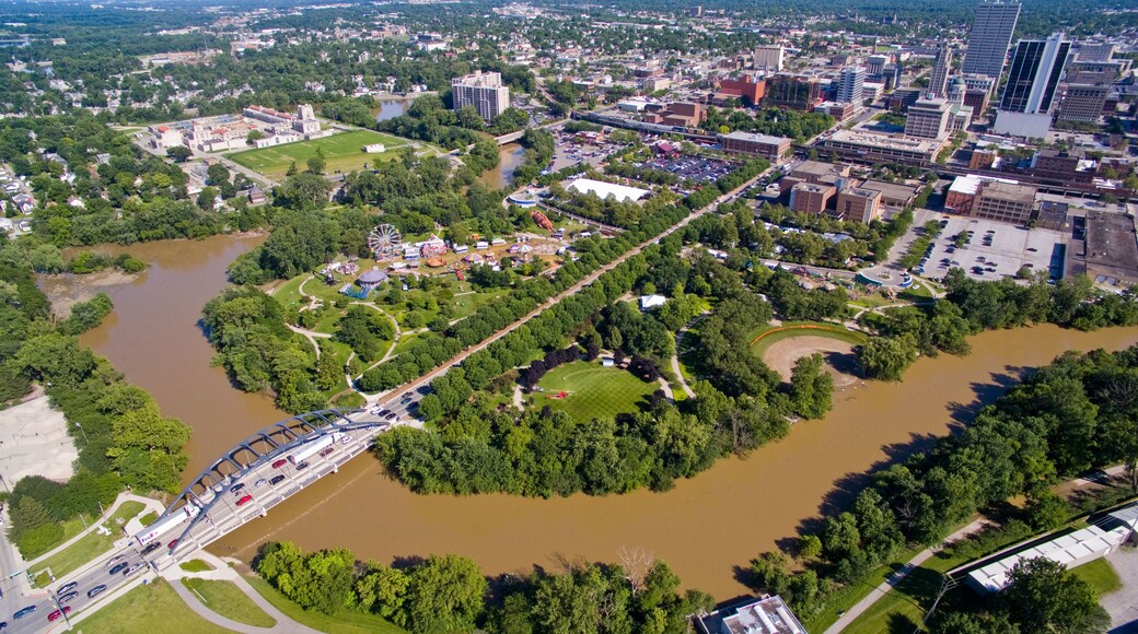 Aerial Fort Wayne Downtown Iconic Buildings Architecture