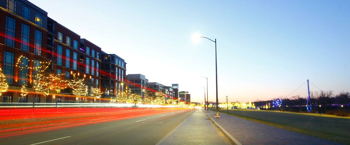 Bridge Park with Christmas Lights, Dublin, Ohio