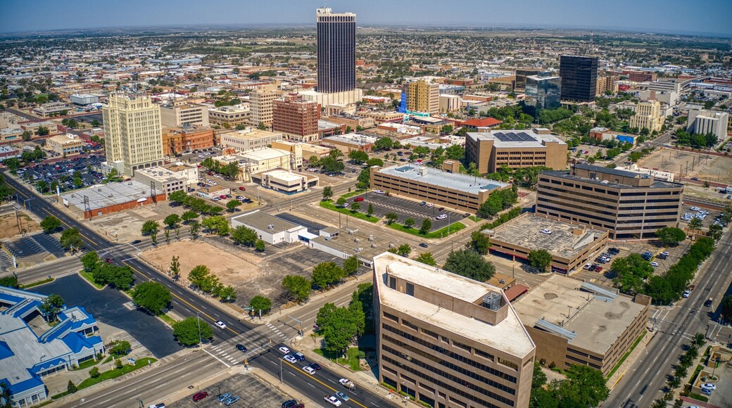 Aerial View of Downtown Amarillo, Texas in Summer