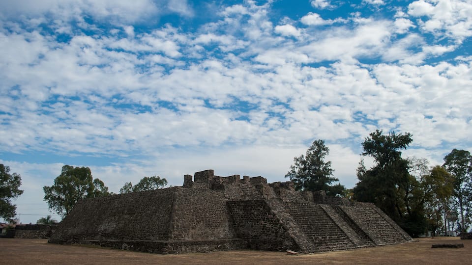 Teopanzolco, Postclassic Period archaeological aztec site in Cuernavaca, Morelos, Mexico,