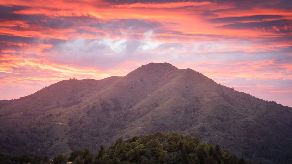 Dramatic sunset over Mt. Tamalpais, Marin County, CA.