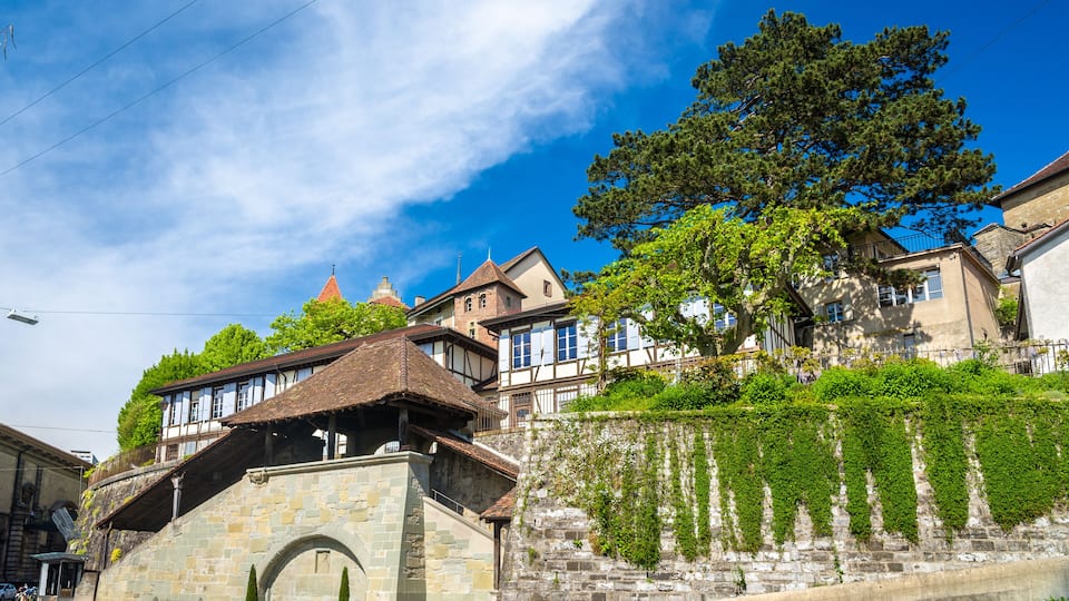 La Cite, the historic centre of Lausanne, Switzerland