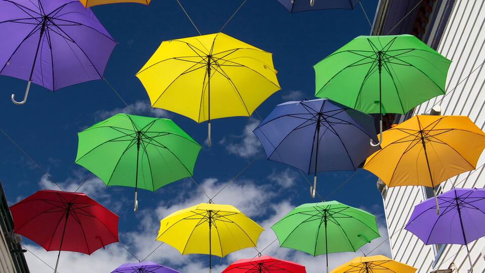 Colorful Umbrellas on Main Street