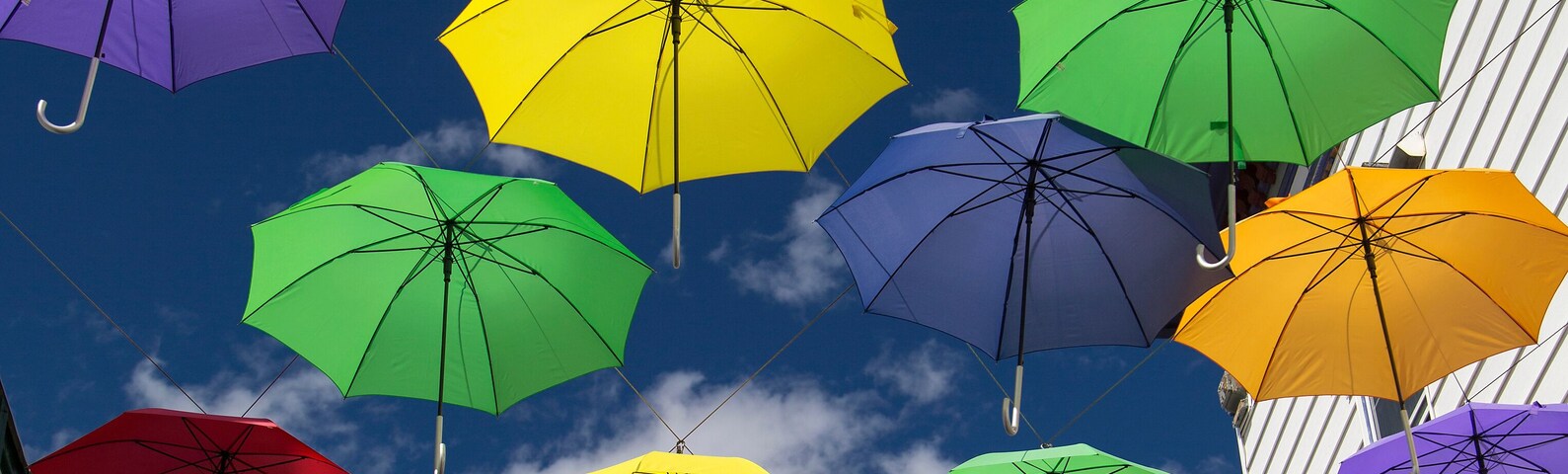 Colorful Umbrellas on Main Street