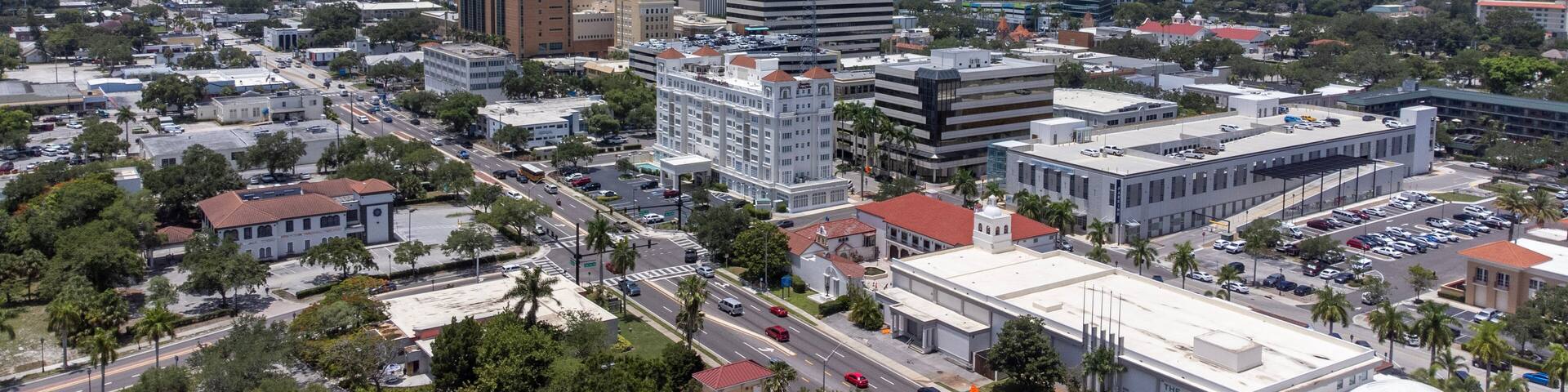 Drone Shot of Bradenton Florida Downtown Area