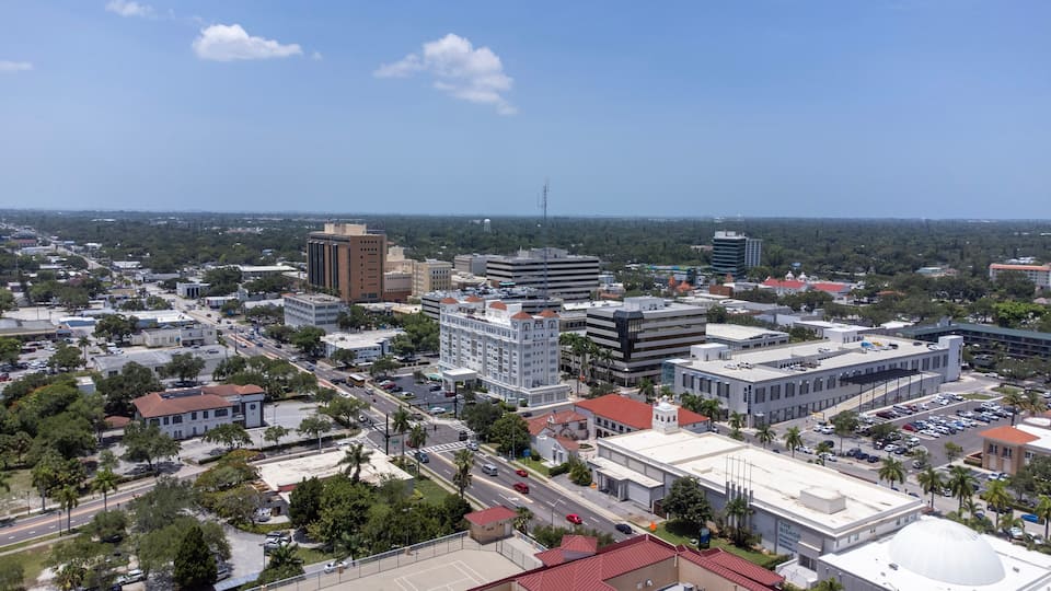Drone Shot of Bradenton Florida Downtown Area