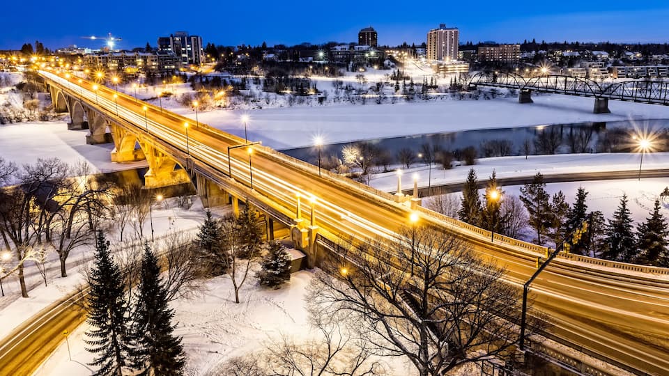 Bridge at Night in Winter
