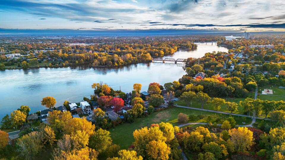 Autumn in Quebec, Canada, aerial view