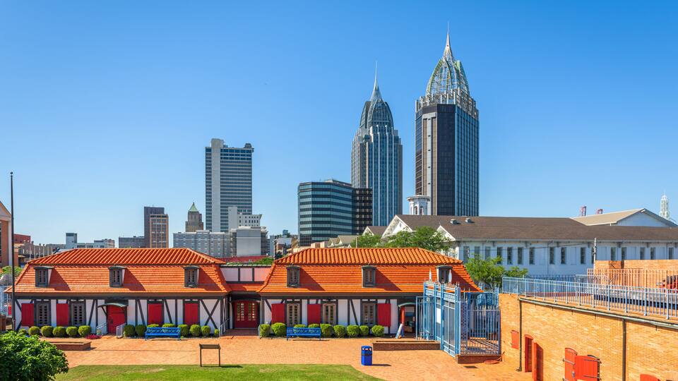 Mobile, Alabama, USA skyline with Fort Conde