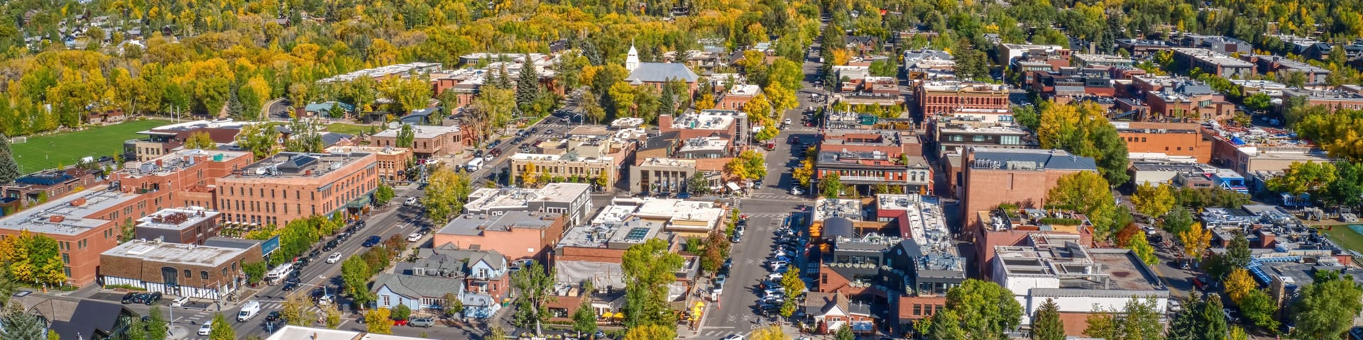 Aerial View of Aspen, Colorado during Autumn