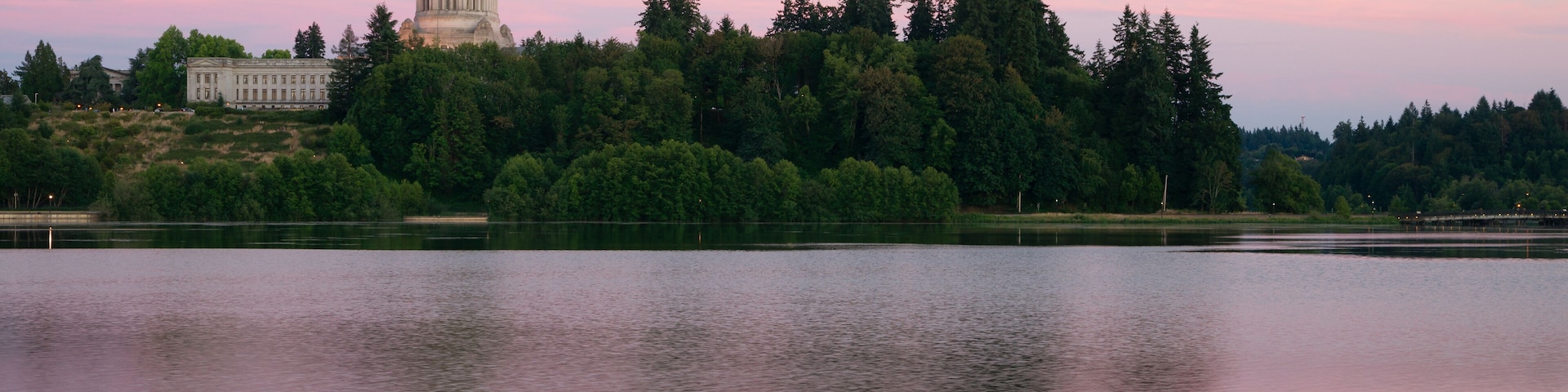 Government Building Capital Lake Olympia Washington Sunset Dusk
