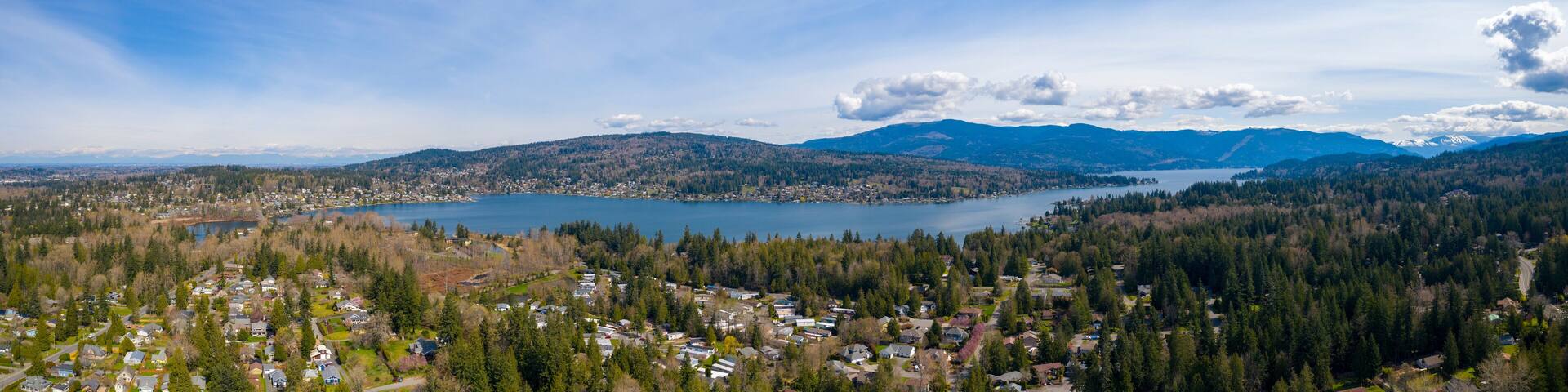 Lake Whatcom Panoramic Landscape Aerial View - Bellingham Washington USA