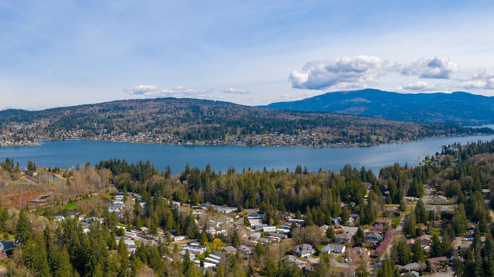 Lake Whatcom Panoramic Landscape Aerial View - Bellingham Washington USA