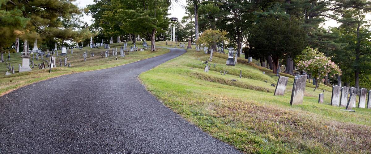 road in a cemetery