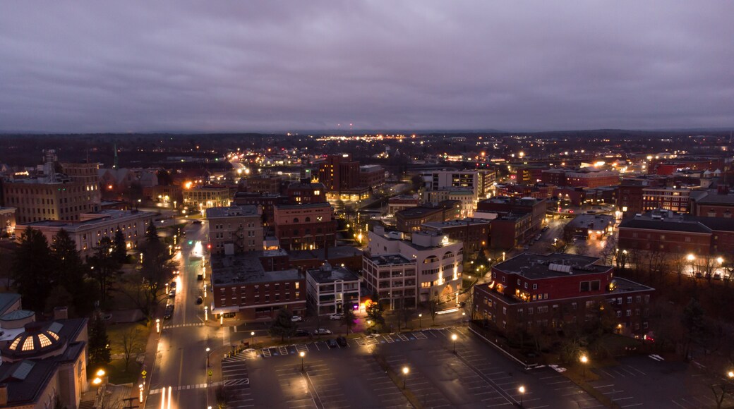 Aerial photo Bangor Maine at night twilight colors