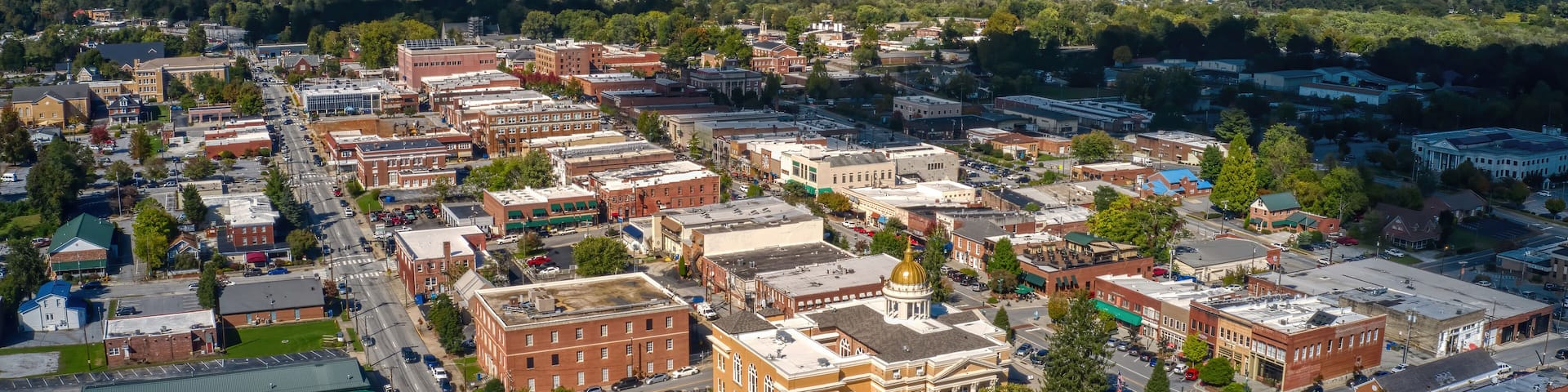 Aerial View of Downtown Hendersonville, North Carolina