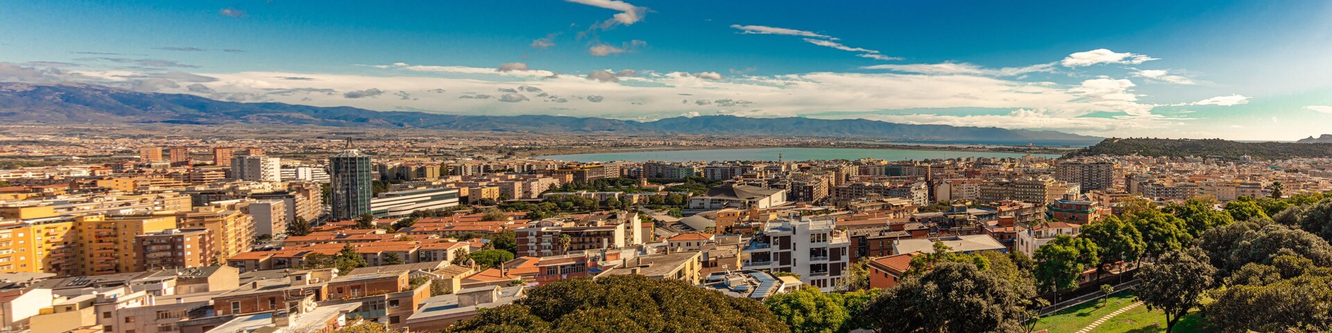 Panorama of the Villanova district in the city of Cagliari. Sardinia, Italy