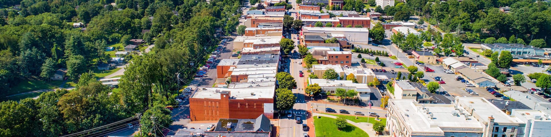 Downtown Waynesville North Carolina NC Drone Skyline Aerial