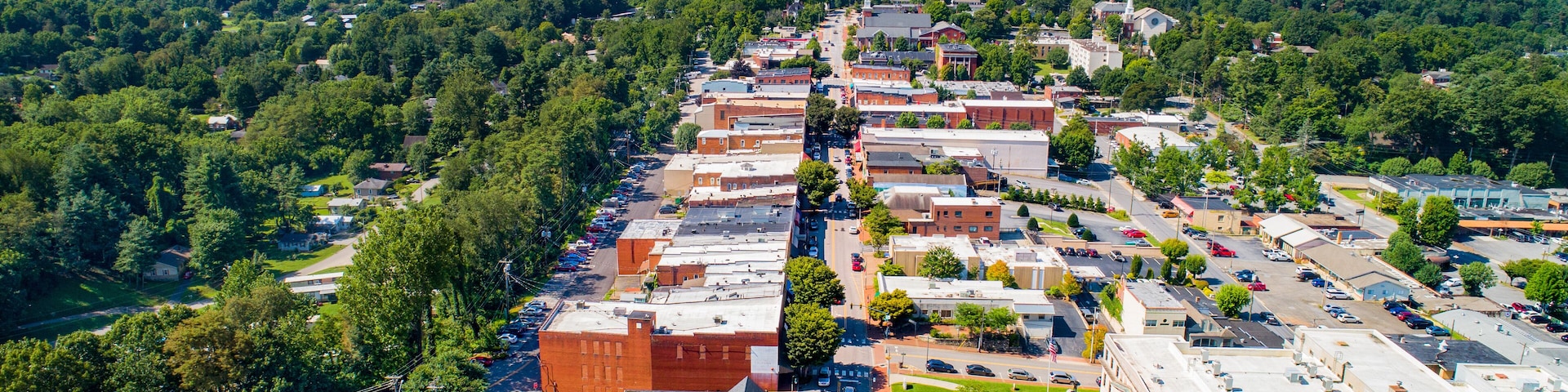 Downtown Waynesville North Carolina NC Drone Skyline Aerial