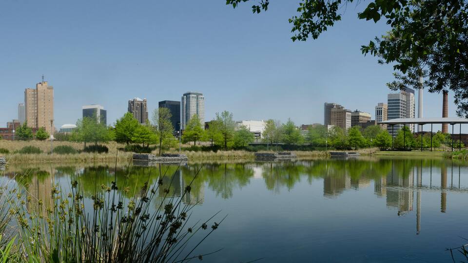 Birmingham Alabama Skyline in the Spring on a Beautiful Day.