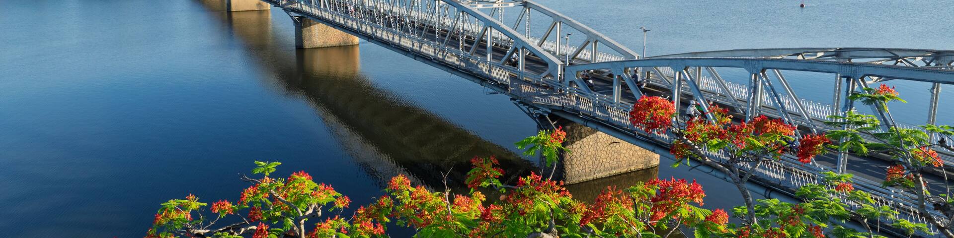 Truong Tien Bridge over Perfume River in Hue Vietnam