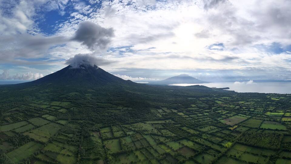 Panoramic view on Ometepe island aerial view