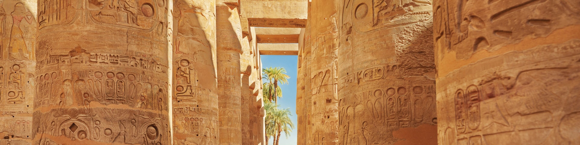 Egypt - karnak hypostyle hall columns in the temple at luxor thebes.
