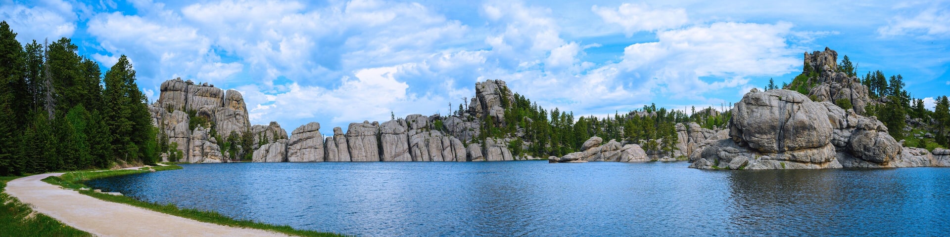 South Dakota Black Hills Country Summer Landscape: The Beautiful Rock Peak Formation at Custer State Park in the Sylvan Lake Hiking Trails in Custer