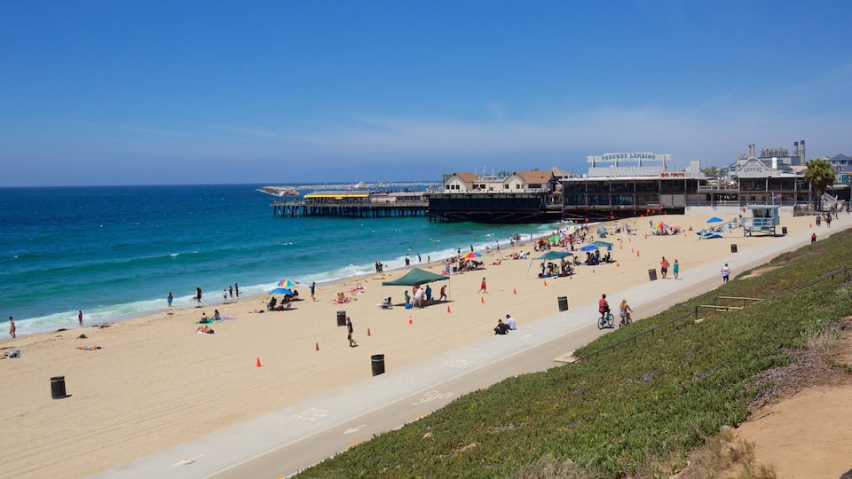A crowded beach with people sunbathing and walking along the shore.