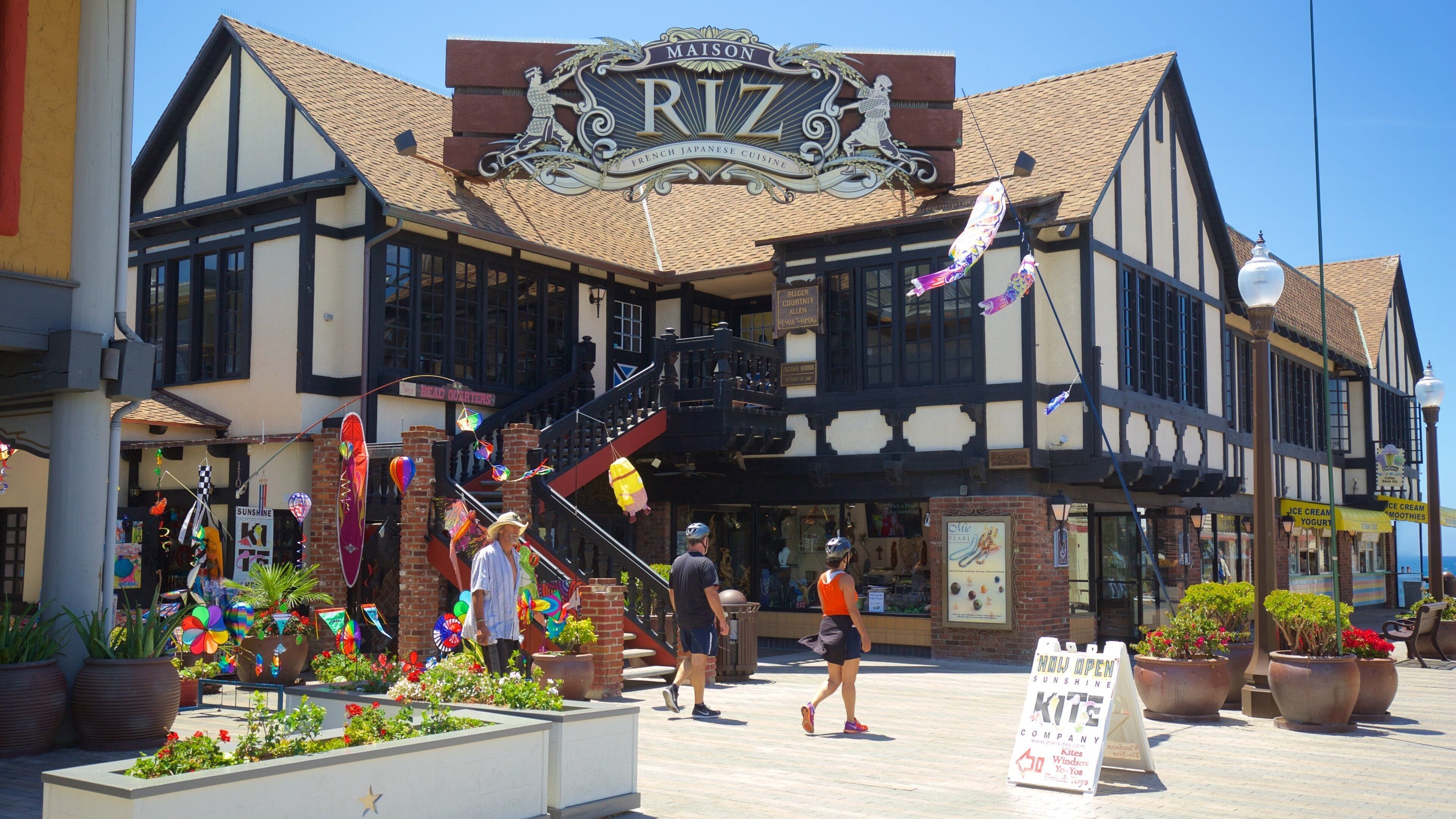 Redondo Beach showing signage and street scenes