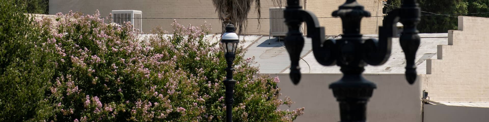 Afternoon sunny city view of the historic water tower of downtown Clovis, California, USA.