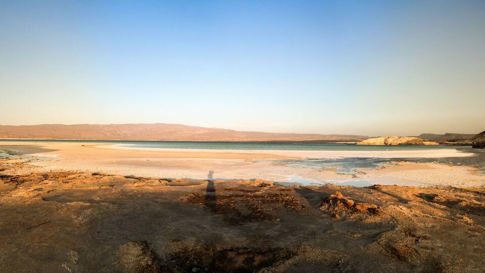 Panorama of Crater salt lake Assal, Djibouti