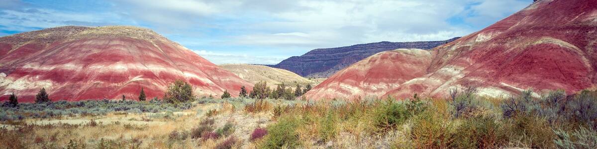 Pulchritudinous images in the polychromatic Painted Hills Unit of the John Day Fossil Beds. Listed as one of the seven wonders of Oregon. Located outside the Quaint town of Mitchell in Wheeler County