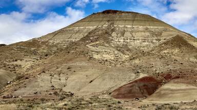 Panoramic stylish images of the Painted Hills Unit at the John Day Fossil Beds. Listed as one of the seven wonders of Oregon. Located outside the rustic town of Mitchell in Wheeler County.
