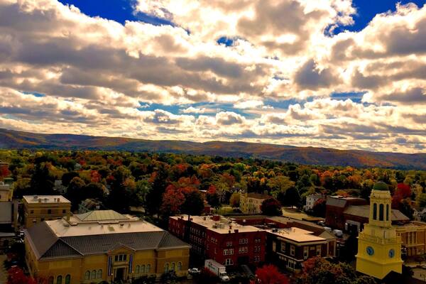 View of peak foliage in the Berkshires.